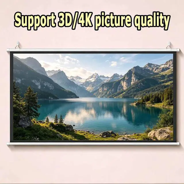 Alt view image 4 of 7 - Movie Screen,White Pull Down Manual Projector Screen,Foldable Anti-Crease Portable,Perfect for Home Office Theater TV(60in(16:9))