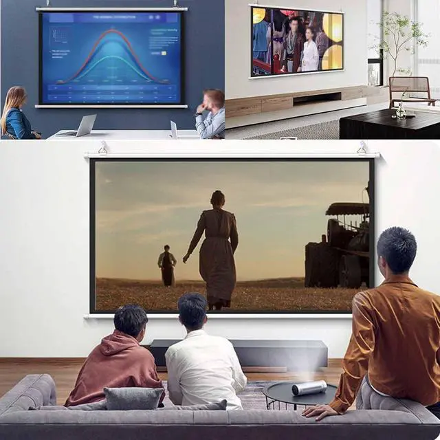 Alt view image 7 of 7 - Movie Screen,White Pull Down Manual Projector Screen,Foldable Anti-Crease Portable,Perfect for Home Office Theater TV(60in(16:9))