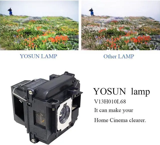 Alt view image 2 of 6 - YOSUN v13h010l68 Projector Lamp for epson elplp68 PowerLite Home Cinema 3020 3010 3020e 3010e Replacement Projector Lamp Bulb