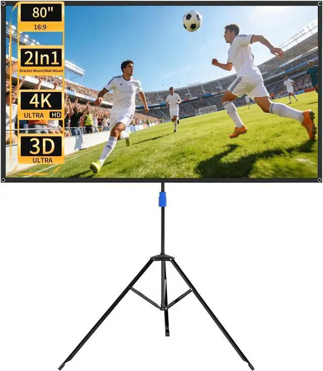 Main image of WASJOYE 80" Proiector Screen with Stand - 16:9 4K HD Portable Proiector Screen, 1.2 Gain Indoor Projector Screen, Easy Setup and Carrying, for Home Cinema, Backyard Party Office TV Game