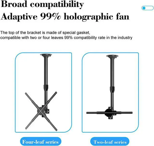 Alt view image 4 of 7 - Yunseity 3D Hologram Fan Stand with Base, 3D Advertising Display Ceiling Bracket, Extendable 15.5 to 24 Inches, 8.81lb Load Bearing, Advertising Machine Projector Ceiling Mount Bracket