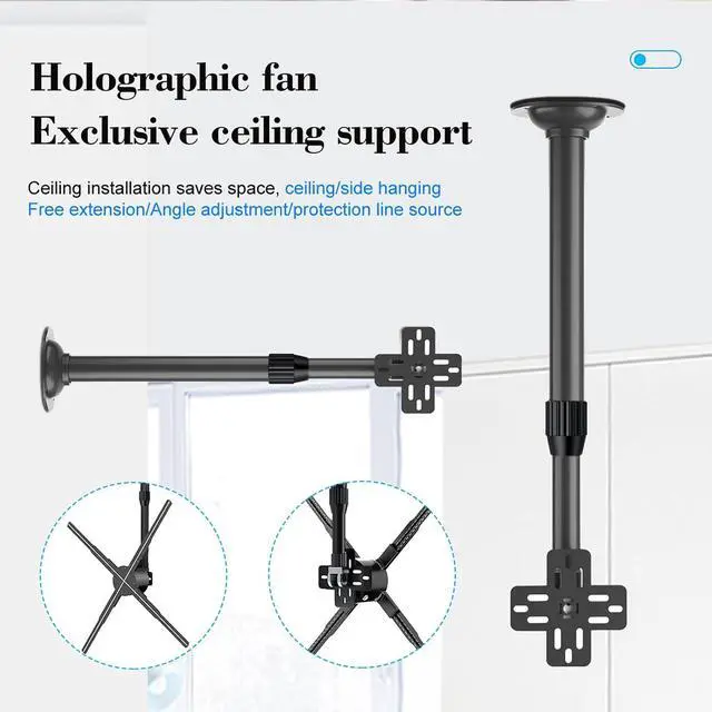 Alt view image 3 of 7 - Yunseity 3D Hologram Fan Stand with Base, 3D Advertising Display Ceiling Bracket, Extendable 15.5 to 24 Inches, 8.81lb Load Bearing, Advertising Machine Projector Ceiling Mount Bracket