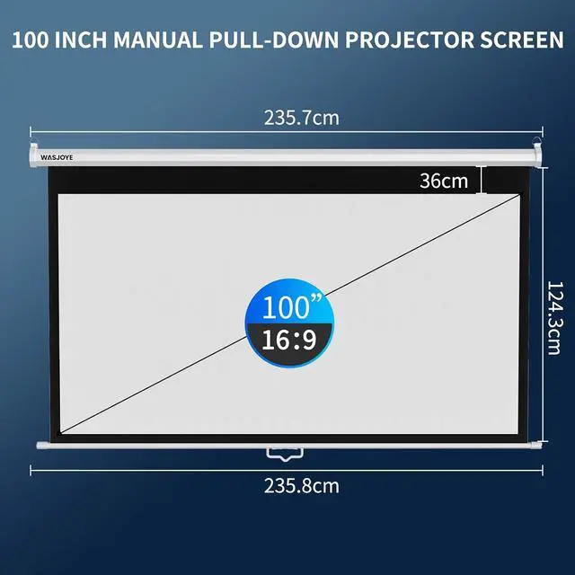 Alt view image 3 of 7 - 100'' Manual Pull Down Projector Screen with Auto Locking - 16:9 HD 4K 3D