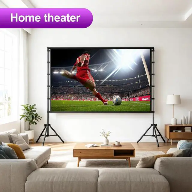 Alt view image 6 of 7 - 120 Inch 16:9 4K HD Projector Screen with Stand - Indoor & Outdoor Portable, Front & Rear Projection, Wrinkle - Free, with Carry Bag for Movie Night Backyard Theater
