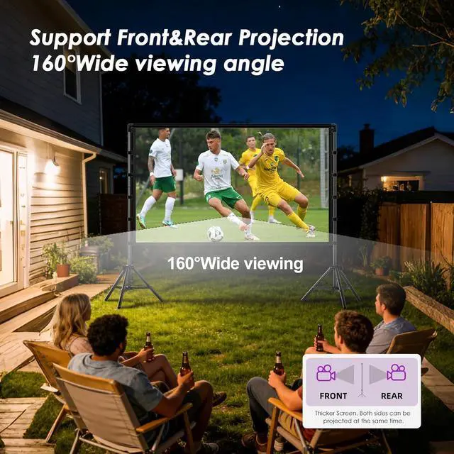 Alt view image 7 of 7 - 120 Inch 16:9 4K HD Projector Screen with Stand - Indoor & Outdoor Portable, Front & Rear Projection, Wrinkle - Free, with Carry Bag for Movie Night Backyard Theater