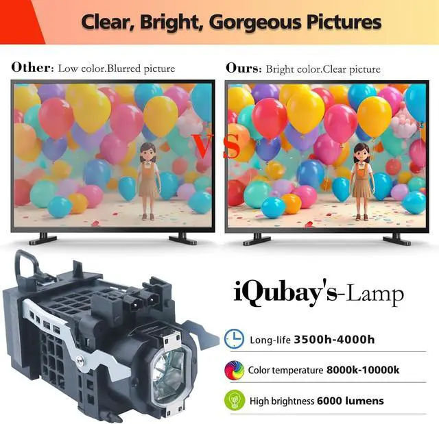 Alt view image 3 of 6 - XL-2400 Replacemen TV Lamp Bulb for Sony KDF-E50A10 KDF-E42A10 KDF-50E2000 KDF-E50A11E KDF-55E2000 KDF-46E2000 KDF-E50A12U KDF-50E2010 KDF-42E2000 KDF-E42A11E KF-E42A10 KF-E50A10