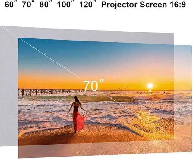 Alt view image 2 of 7 - 120-inch Portable Projector Screen HD 16:9 Frameless Video Projection Screen Foldable Wall Mounted for Home Theater Office Movies