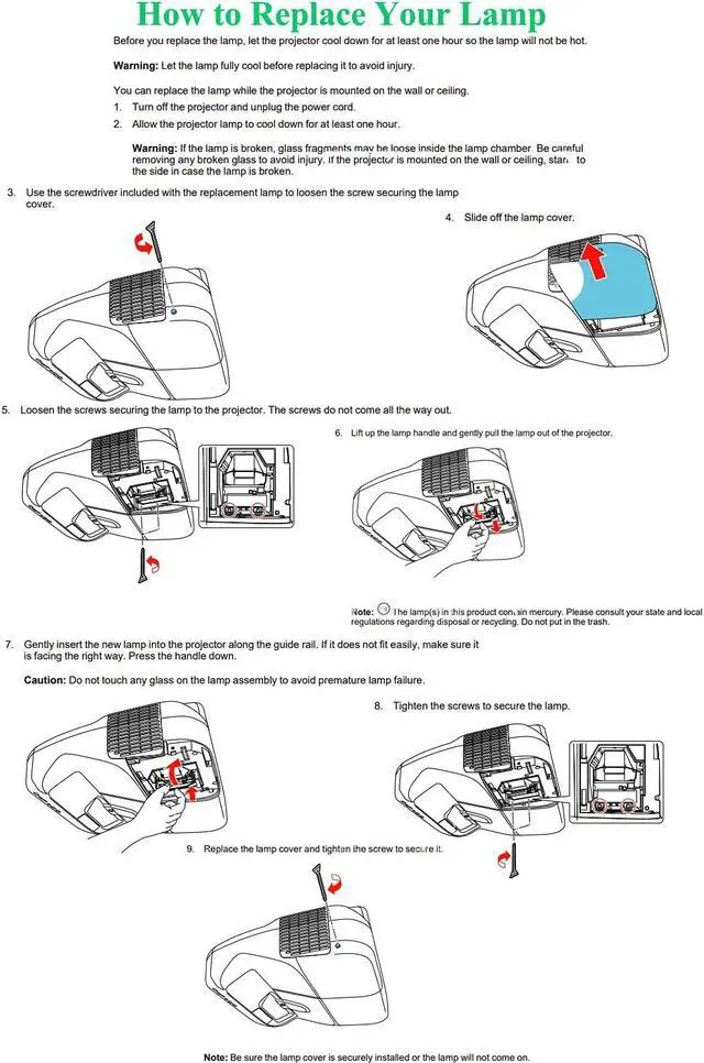 Alt view image 5 of 7 - Replacement Lamp Bulb for ELPLP71 / V13H010L71 with Housing Fit for Epson BrightLink 475Wi 480i 485Wi PowerLite 470 475W 480 485W eb-475wi eb-485wi BrightLink 1410Wi