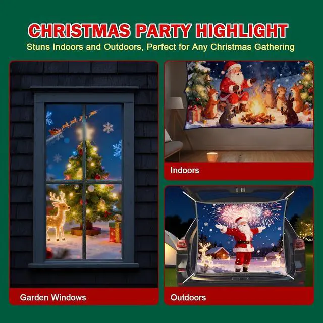 Alt view image 4 of 7 - 5ft x 9ft Holographic Rear Projection Screen, Portable Anti Crease Double Sided Window Projector Screen Hollusion Projection Material for Christmas Videos Hologram Film Night