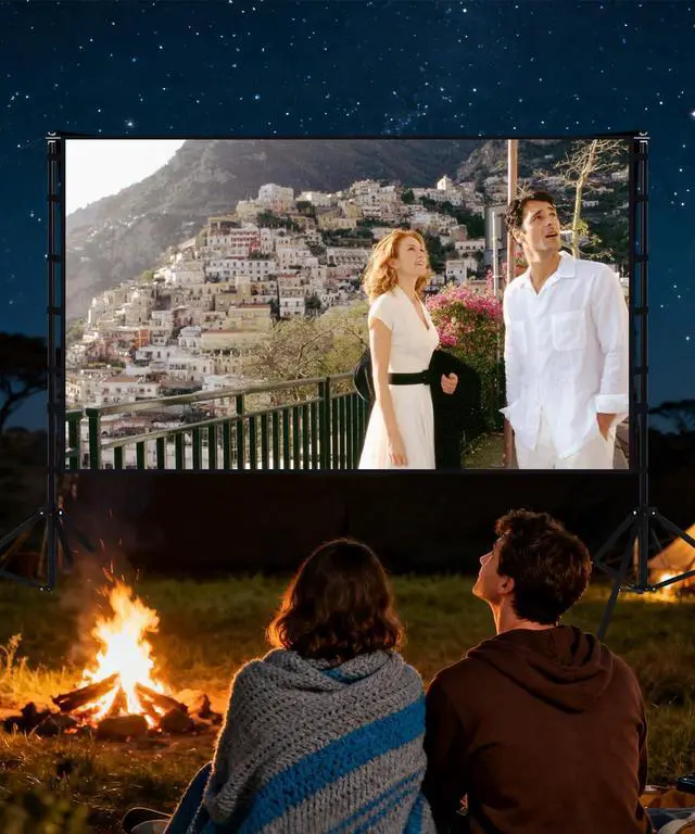 Alt view image 2 of 5 - Projector Screen 100 Inch 16:9,4K Ultra HD Portable Foldable Movie Screen with Hooks & Ropes,for Outdoor Camping