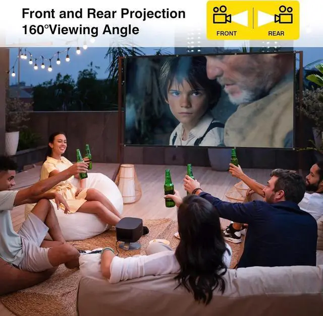 Alt view image 4 of 5 - Projector Screen 100 Inch 16:9,4K Ultra HD Portable Foldable Movie Screen with Hooks & Ropes,for Outdoor Camping