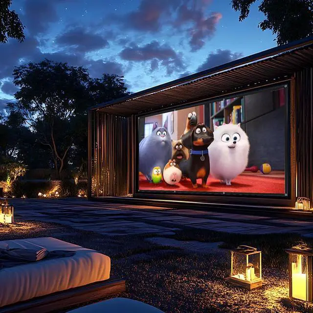 Alt view image 3 of 5 - Projector Screen 100 Inch 16:9,4K Ultra HD Portable Foldable Movie Screen with Hooks & Ropes,for Outdoor Camping