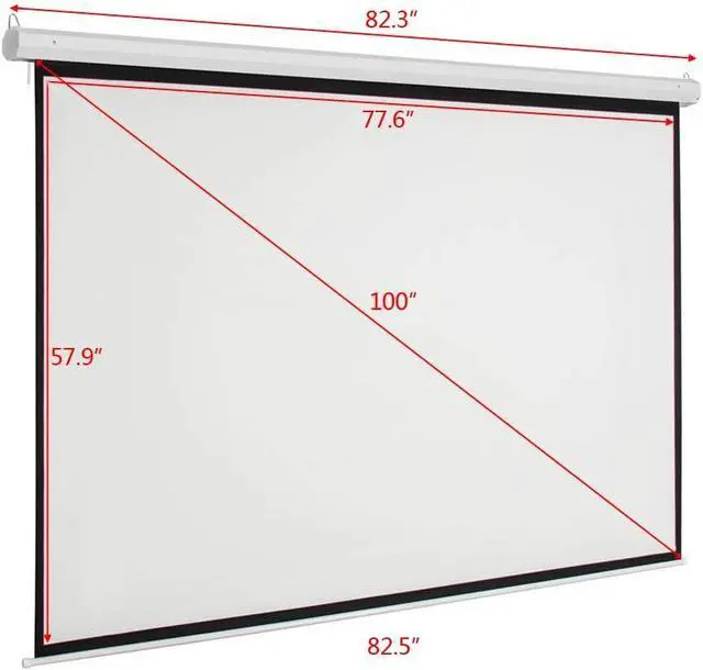 Alt view image 2 of 7 - Projector Screen Pull Down 100 Inch 4:3 Manual Portable Movie Screen Matte White