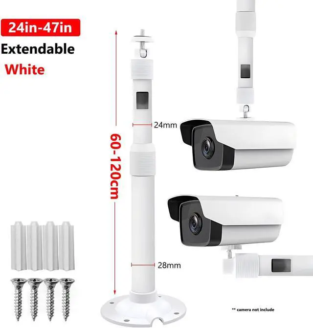Alt view image 2 of 7 - Aluminum Alloy Telescope Poles for Security Camera, Outdoor Extension Rod, Ceiling/Wall Mounted Telescopic Bracket for Projector (24in-47in (60-120cm), White Colored)
