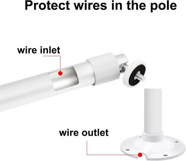 Alt view image 5 of 7 - Aluminum Alloy Telescope Poles for Security Camera, Outdoor Extension Rod, Ceiling/Wall Mounted Telescopic Bracket for Projector (24in-47in (60-120cm), White Colored)