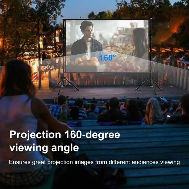 Alt view image 2 of 7 - 150 inch Outdoor Large Projector Screen with Stand,Portable Heavy Duty Bracket Projector Screen 16:9 4K HD Rear Front Projection Movie Screen with Carry Bag, Height Adjustable Stand for Home Theater