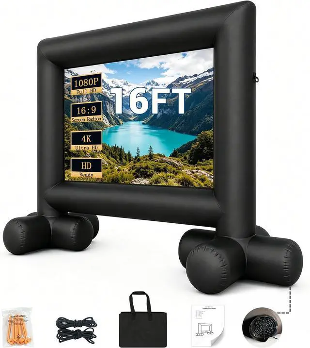 Main image of 16FT Inflatable Projector Screen Outdoor Movie Screen Built-in Air Blower