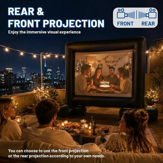 Alt view image 4 of 7 - 16FT Inflatable Projector Screen Outdoor Movie Screen Built-in Air Blower
