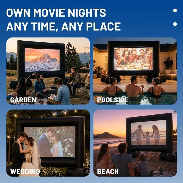 Alt view image 5 of 7 - 16FT Inflatable Projector Screen Outdoor Movie Screen Built-in Air Blower