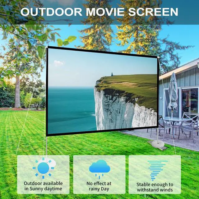Alt view image 6 of 7 - 100 Inch Projector Screen and Stand: Portable Projector Screen 4K HD with Carry Bag for Outdoor Indoor Home Theater Backyard Cinema Travel