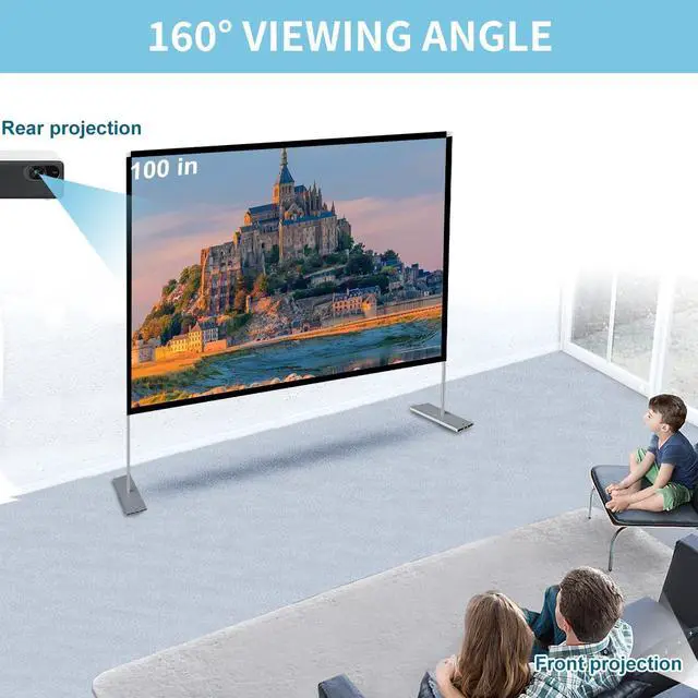 Alt view image 5 of 7 - 100 Inch Projector Screen and Stand: Portable Projector Screen 4K HD with Carry Bag for Outdoor Indoor Home Theater Backyard Cinema Travel