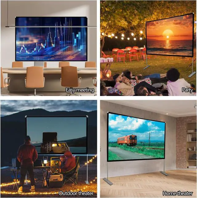 Alt view image 7 of 7 - 100 Inch Projector Screen and Stand: Portable Projector Screen 4K HD with Carry Bag for Outdoor Indoor Home Theater Backyard Cinema Travel