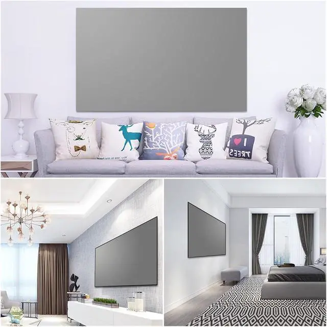 Alt view image 2 of 5 - Projector Screen, Projector Screen 60-133 Inch Metal Grey 16:9 Anti-Light Foldable Portable Projection Screen for Home Party Classroom,T-133 inch