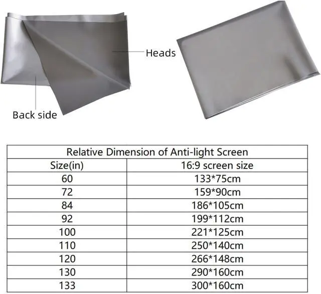 Alt view image 5 of 5 - Projector Screen, Projector Screen 60-133 Inch Metal Grey 16:9 Anti-Light Foldable Portable Projection Screen for Home Party Classroom,T-133 inch
