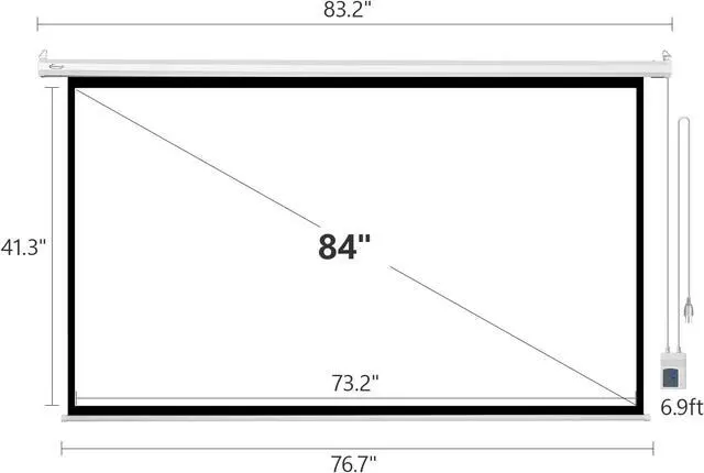 Alt view image 3 of 3 - ShowMaven 84 Motorized Projector Screen 16:9 with Remote, 4K Home Theater
