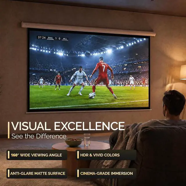 Alt view image 2 of 3 - ShowMaven 84 Motorized Projector Screen 16:9 with Remote, 4K Home Theater