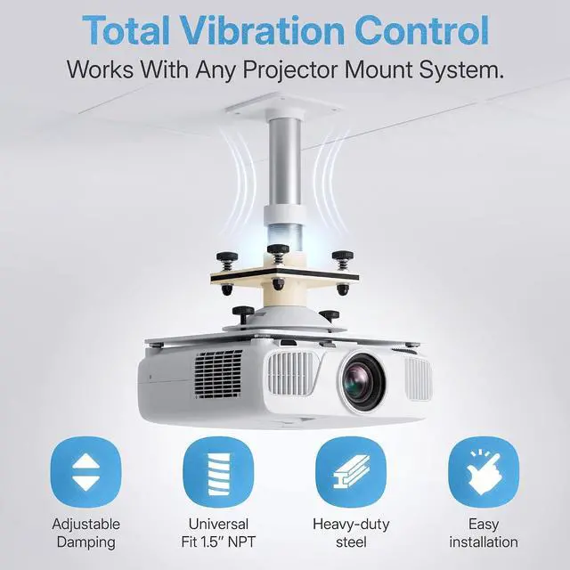 Alt view image 7 of 7 - BMS LocDown Vibration Insulation Kit Adjustable Spring Loaded Vibration Isolator for Projector Ceiling Mounts, Noise Reduction Anti Vibration Mount, Steel Construction, Made in USA