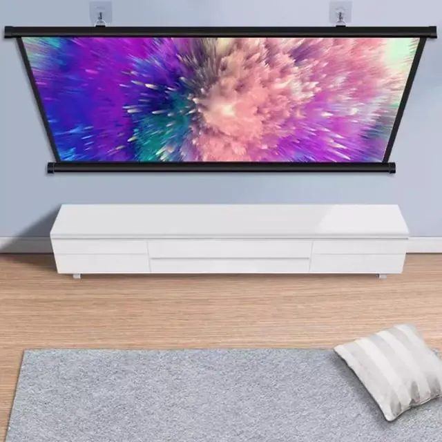 Alt view image 2 of 7 - Manual Pull Down Projection Screen 30" 40" 50" 60" 72" Wall Mounted Projector Screen 4K HD Movie Screen for Home Office Outdoor Indoor Anti Crease Easy Roll Up(30 Inch (16:9))