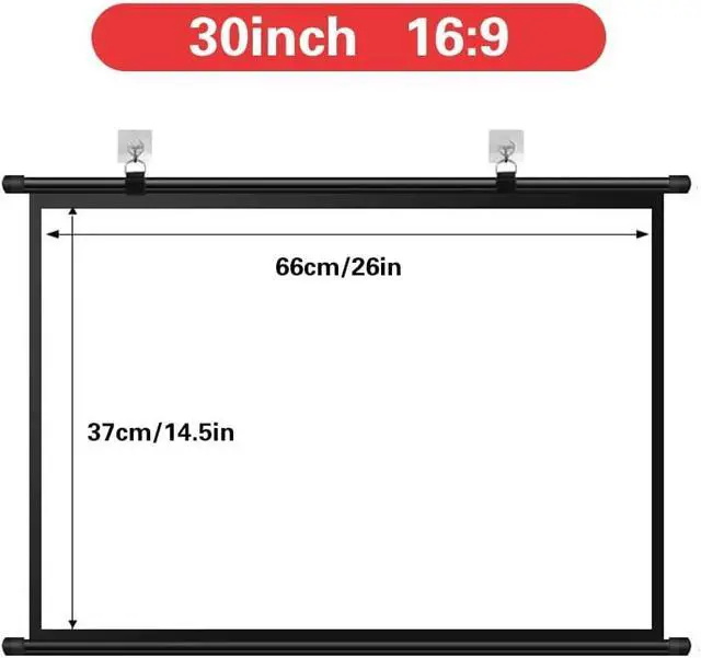Alt view image 7 of 7 - Manual Pull Down Projection Screen 30" 40" 50" 60" 72" Wall Mounted Projector Screen 4K HD Movie Screen for Home Office Outdoor Indoor Anti Crease Easy Roll Up(30 Inch (16:9))