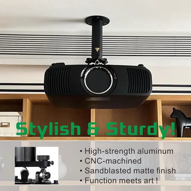 Alt view image 3 of 7 - Projector Ceiling Mount, 11-18in Height, 55lbs Max, Black, LC2845
