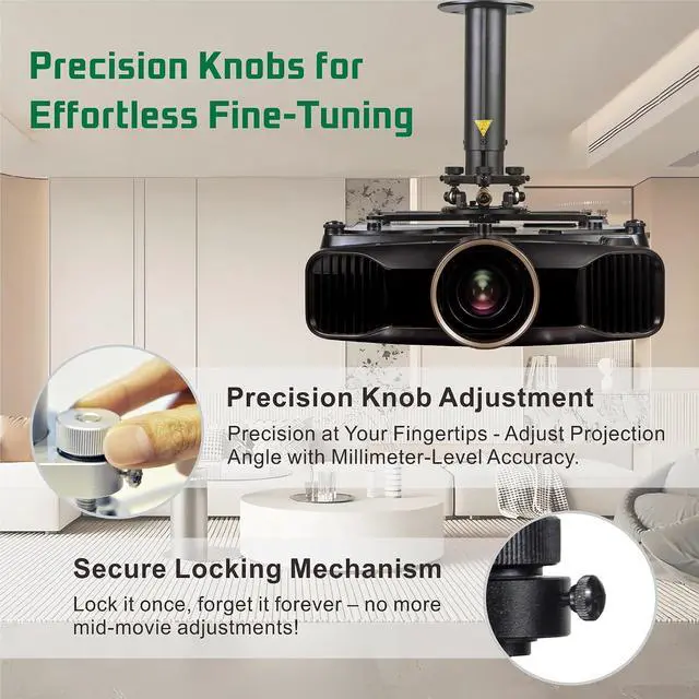 Alt view image 4 of 7 - Projector Ceiling Mount, 11-18in Height, 55lbs Max, Black, LC2845