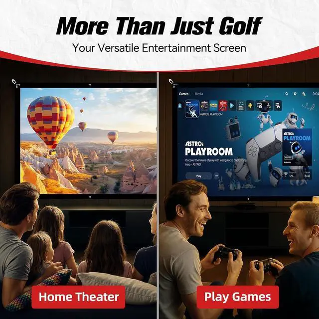 Alt view image 5 of 7 - 9x7FT Golf Simulator Impact Screen for Training, 4:3 Durable Projector Screen Outdoor, 2 Layer Impact Screen for 10x8Ft Golf Simulator Cage, Movie Projector Screen for Home Theater/Indoor/Garage