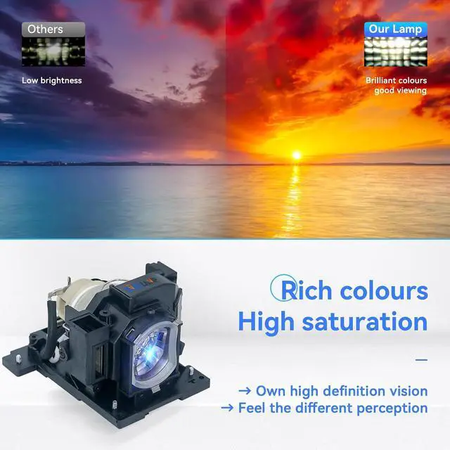 Alt view image 3 of 6 - DT02081 Original Quality for HITACHI CP-EW3015WN CP-EW3551WN CP-EW4051WN CP-EX303 CP-EX3051WN CP-EX3551WN CP-EX4551WN Projector Replacement Lamp Bulb
