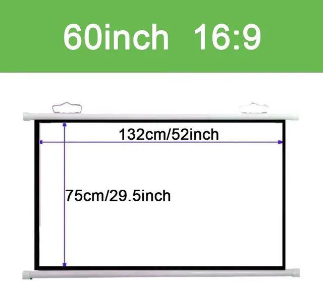 Alt view image 7 of 7 - 30" 40" 50" 60" 72" Manual Pull Down Projector Screen Home Theater Projection Screen 4K HD Movie Screen, Anti-Crease, Easy Roll Up(60 Inch (16:9))