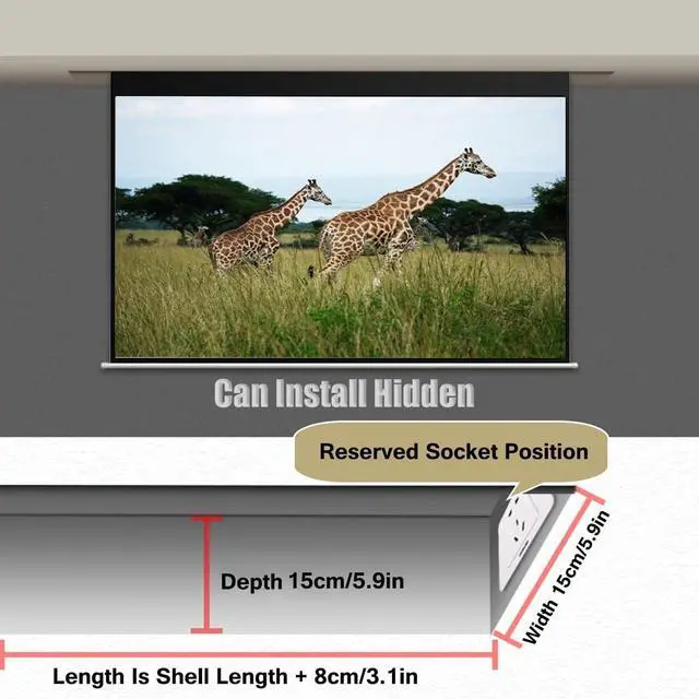 Alt view image 6 of 7 - 60" 72" Electric Projector Screen Ultra HDR Upgraded Motorized Projection Screen with Remote Support 4:3 16:9 Electric Screens Perfect for Meeting, School, Home(60inch(16:9))