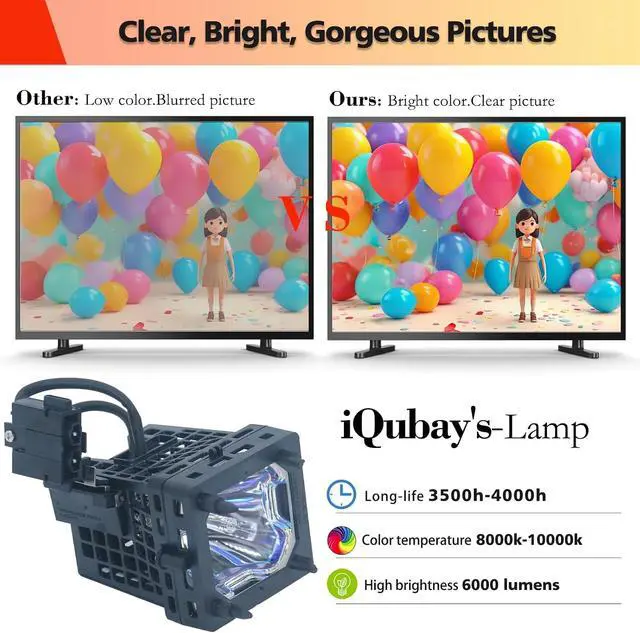 Alt view image 3 of 6 - XL-5200 Replacement Projector TV Lamp Bulb for Sony KDS-60A2000 KDS-60A2020 KDS-60A3000 KDS-50A2000 KDS-50A2020 KDS-55A2000 KDS-55A2020 KDS-50A3000 KDS-55A3000 with Housing