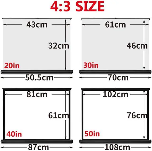 Alt view image 4 of 7 - Portable Projector Movies Screens, Small Desktop Manual Retractable 4K HD Projector Screen, for Indoor or Outdoor, School, Home, Office(20in/4:3)