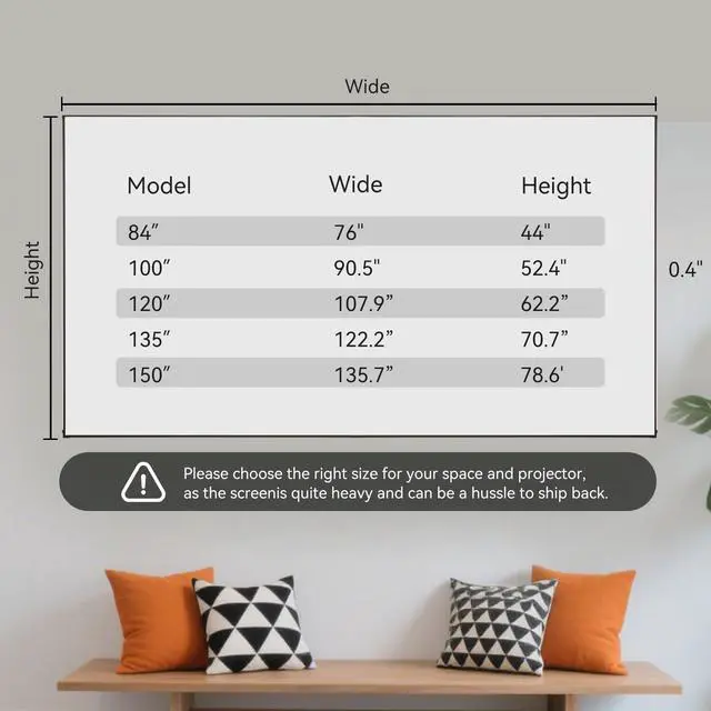 Alt view image 6 of 6 - Fixed Frame Projector Screen Ultra-Thin 0.4" Aluminum Frame Wall Projector Screen 100 Inch, Effortless Setup