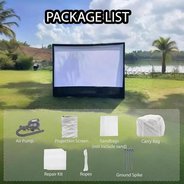 Alt view image 7 of 7 - Portable 10FT/120IN Inflatable Projector Screen Outdoor Inflatable Movie Screen with Air Pump Suitable for Camping and Home Parties