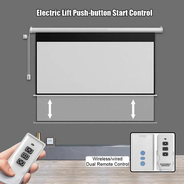 Alt view image 2 of 7 - Projector Screen Motorized with Remote 60 Inch Projection Screen 72 Inch Automatic Adjustable Electric Movie Screen, for Home Theater Office Classroom TV Usage(60inch(4:3))