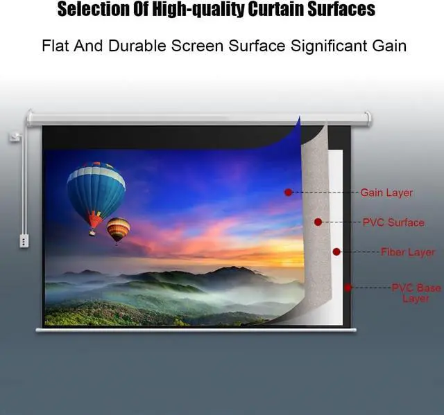 Alt view image 6 of 7 - Projector Screen Motorized with Remote 60 Inch Projection Screen 72 Inch Automatic Adjustable Electric Movie Screen, for Home Theater Office Classroom TV Usage(60inch(4:3))