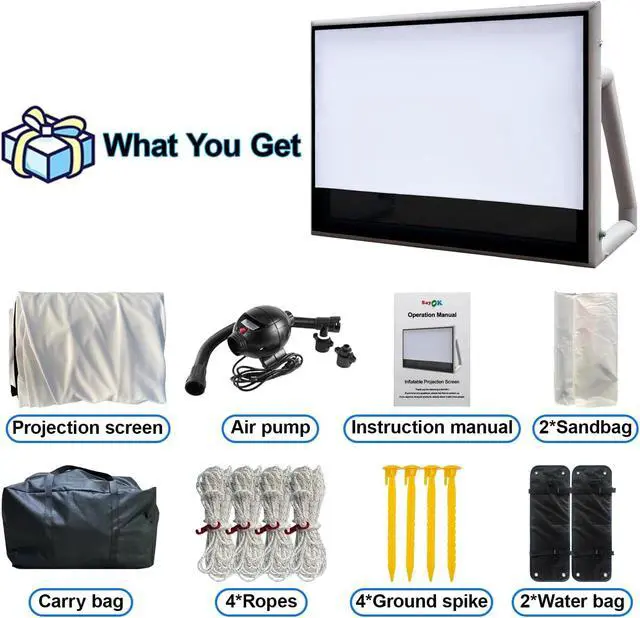 Alt view image 6 of 7 - SAYOK 10FT(120IN) Inflatable Projector Screen, Movie Screen Outdoor