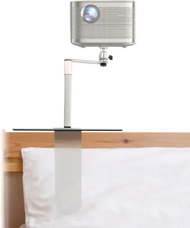 Main image of Projector Stand for Bed Headboard, Couch Back, Adjustable Height, 360 Degree Rotatable 90 Degree Tiltable, Metal Structure Projector Mount (White)
