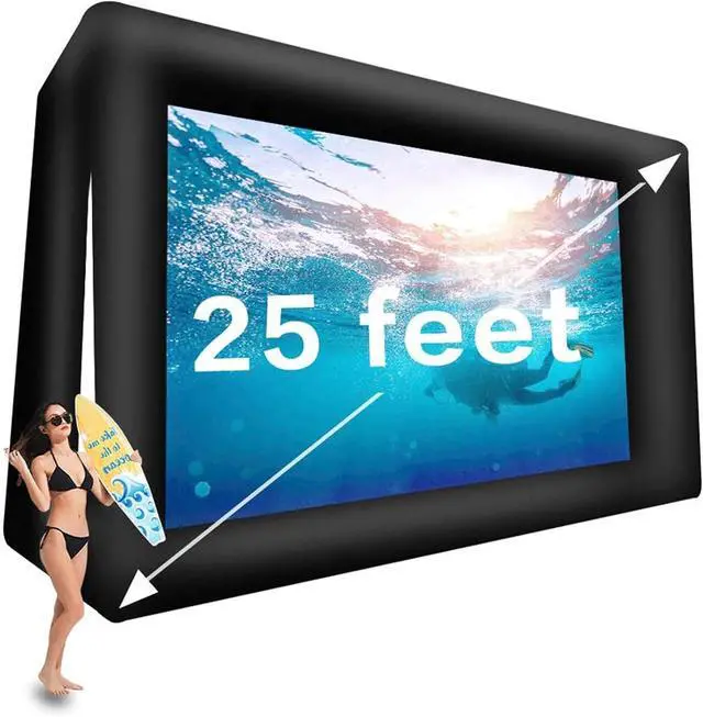 Main image of Fitnessandfun 25ft Upgrade Inflatable Movie Screen Outdoor Cinema Incl Blower - Seamless Front and Rear Portable Blowup Theater Projection Screen for Churches, Shool, Grand Parties, Backyard Pool Fun