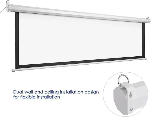Alt view image 5 of 7 - Automatic Pull Down Projector Screen 92" 16:9 Versatile Movie Projector Screen Self-Locking 92 Inch Digital Projection Screen Celling & Wall Mounting (92 inch 16:9)