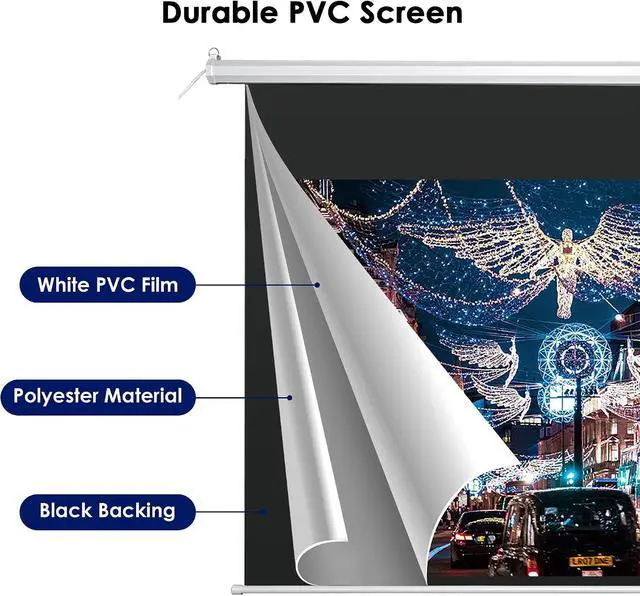 Alt view image 4 of 7 - Automatic Pull Down Projector Screen 92" 16:9 Versatile Movie Projector Screen Self-Locking 92 Inch Digital Projection Screen Celling & Wall Mounting (92 inch 16:9)